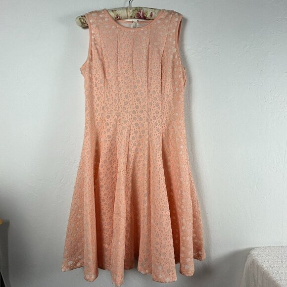 Calvin Klein Women's Floral Cut Out Print Fit & Flare Mini Dress Coral Orange 12 - Picture 1 of 12